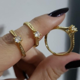 Anel Solitário e Zircônias