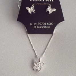 Conjunto Borboletas Zircônias e Cristais