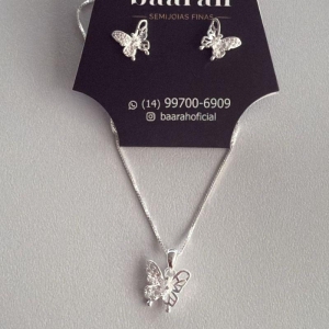 Conjunto Borboletas Zircônias e Cristais