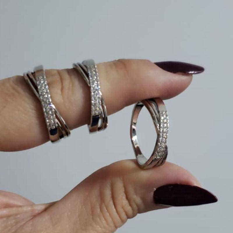 Anel Fileiras Zircônias