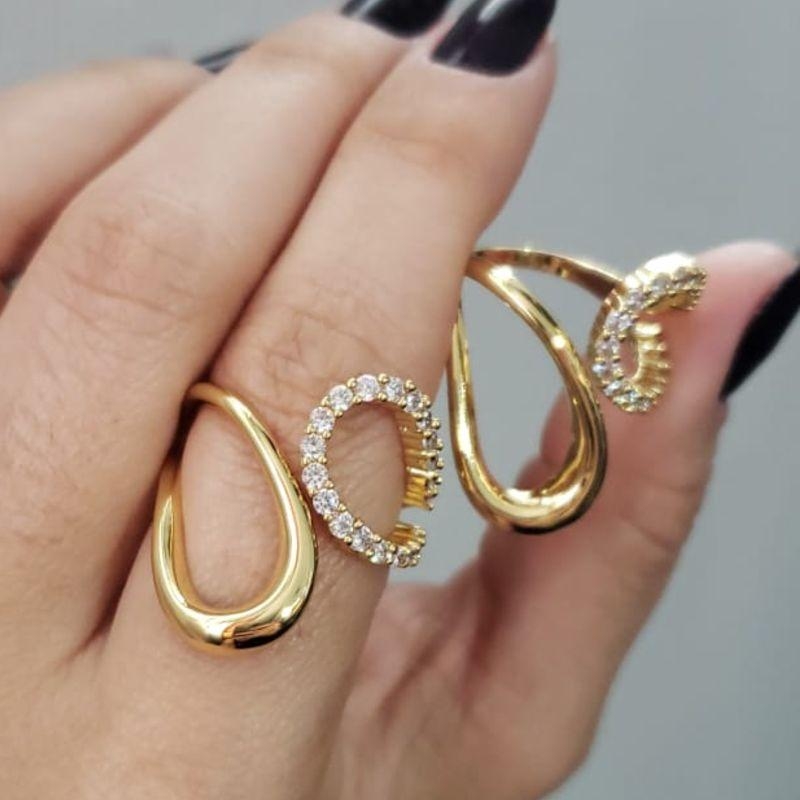 Anel Linhas e Zircônias