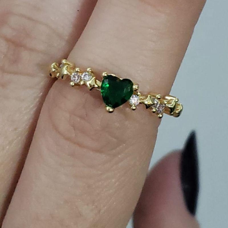 Anel Solitário Coração com Zircônias