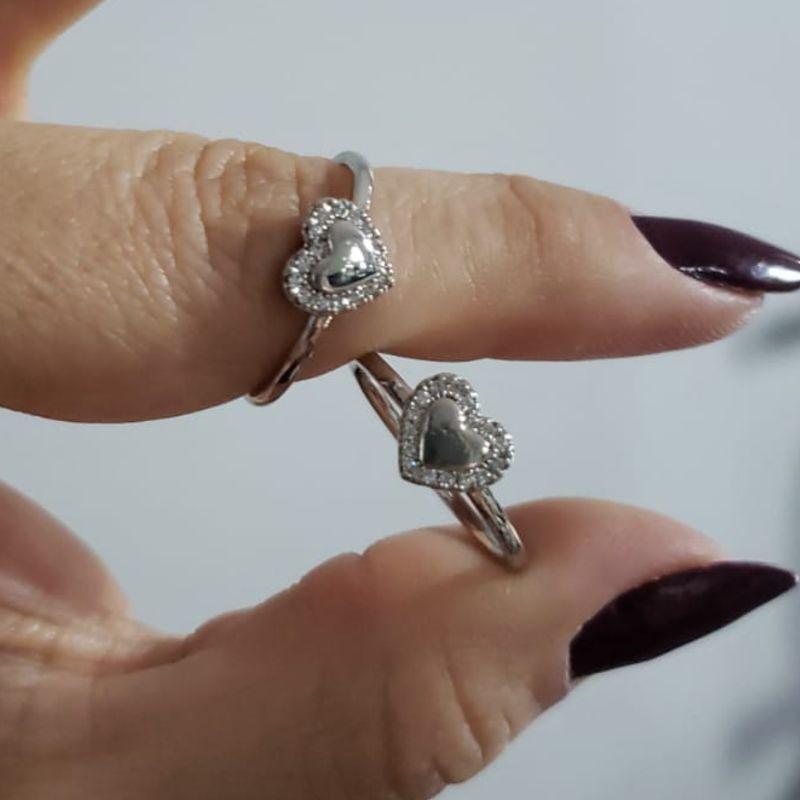 Anel Coração Liso e Zircônias