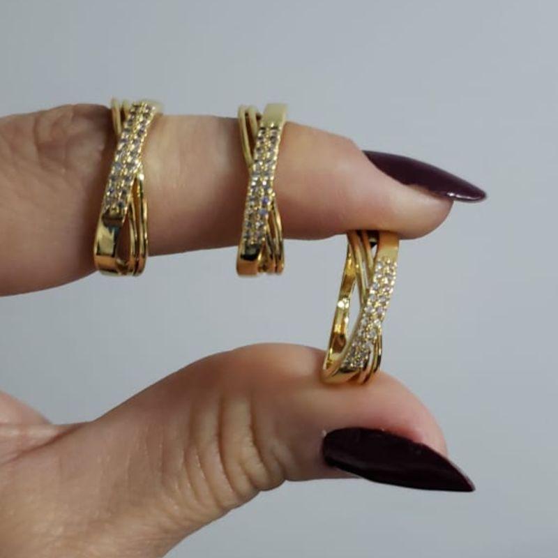 Anel Fileiras Zircônias