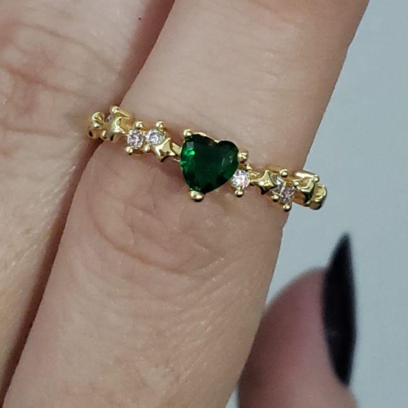 Anel Solitário Coração com Zircônias