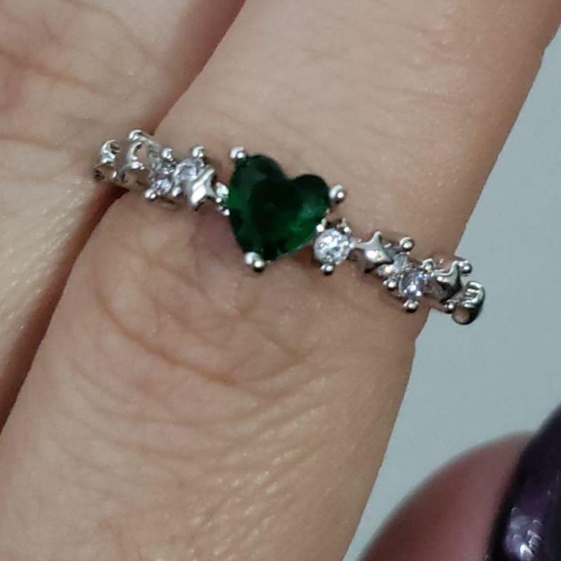 Anel Solitário Coração com Zircônias