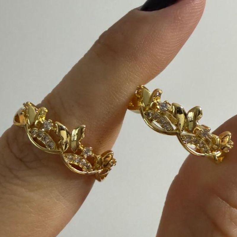 Anel Três Borboletas Lisas Detalhes em Zircônias