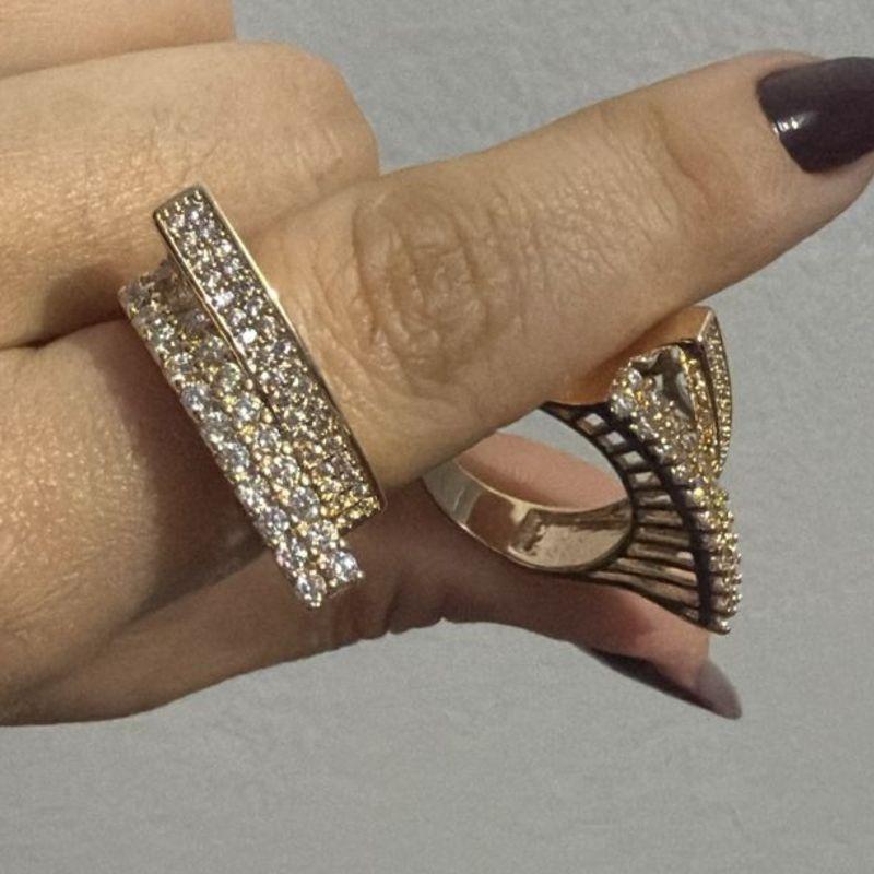 Anel Dupla Fileira Cravejada