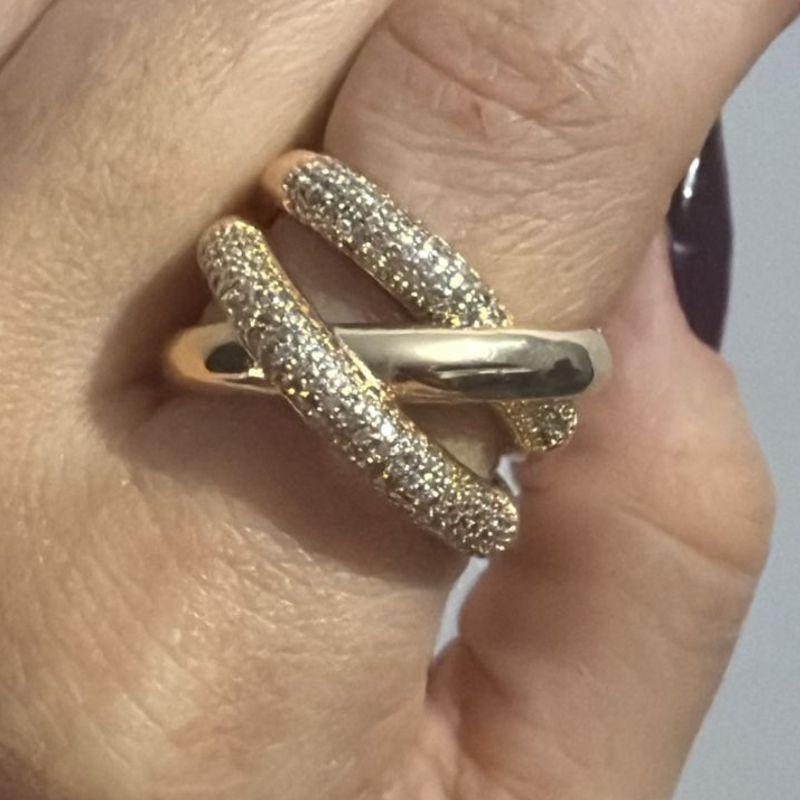 Anel Fileiras Cravejadas e Lisas