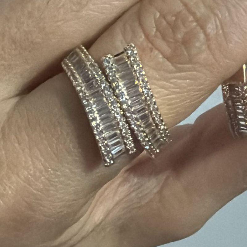 Anel Fileiras em Baguete e Zircônias