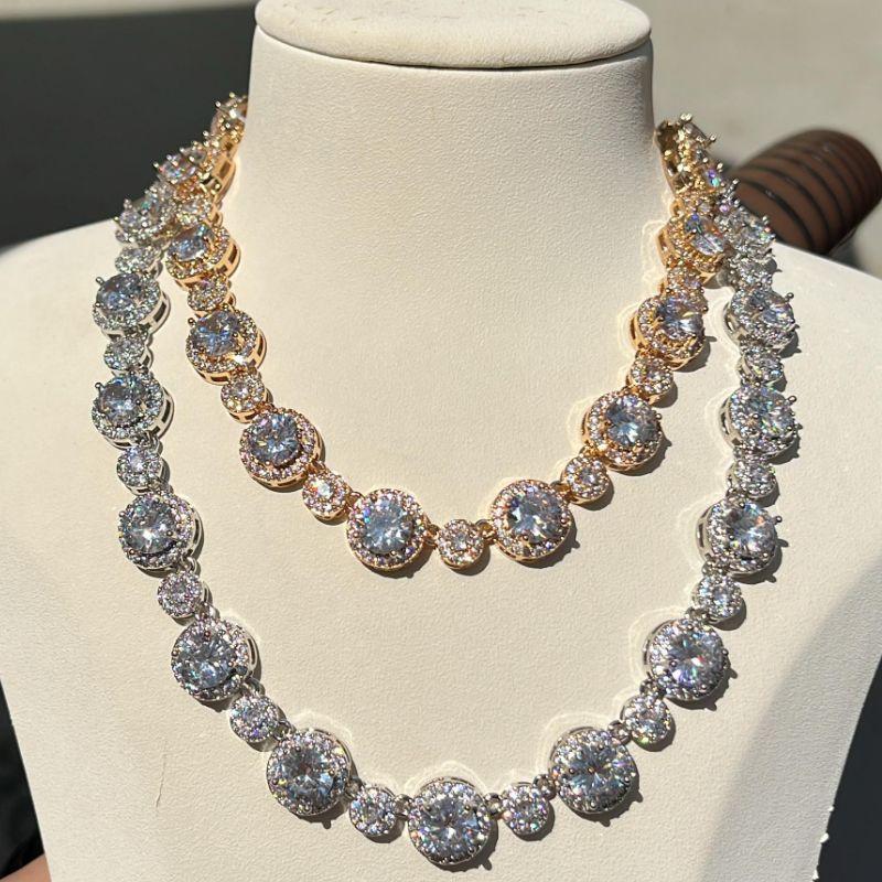 Colar Riviera Cristais em Pontos de Luz Cravejados 40cm c/ extensor