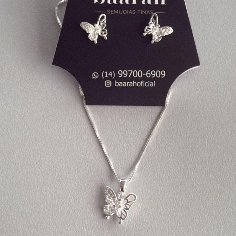 Conjunto Borboletas Zircônias e Cristais